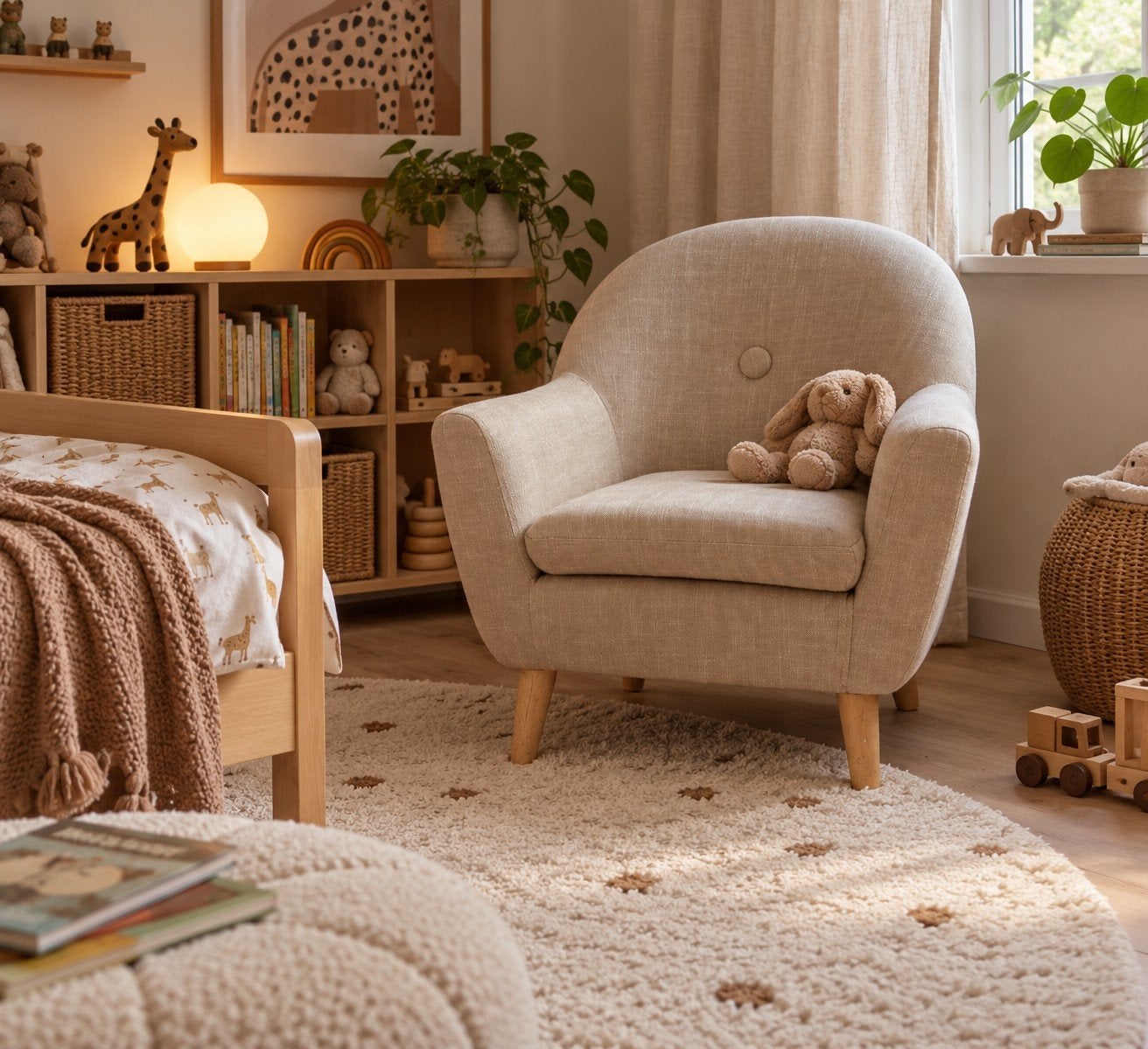 Kids Concept kinderfauteuil – beige/crème, Ophalen, Gebruikt, Stoel