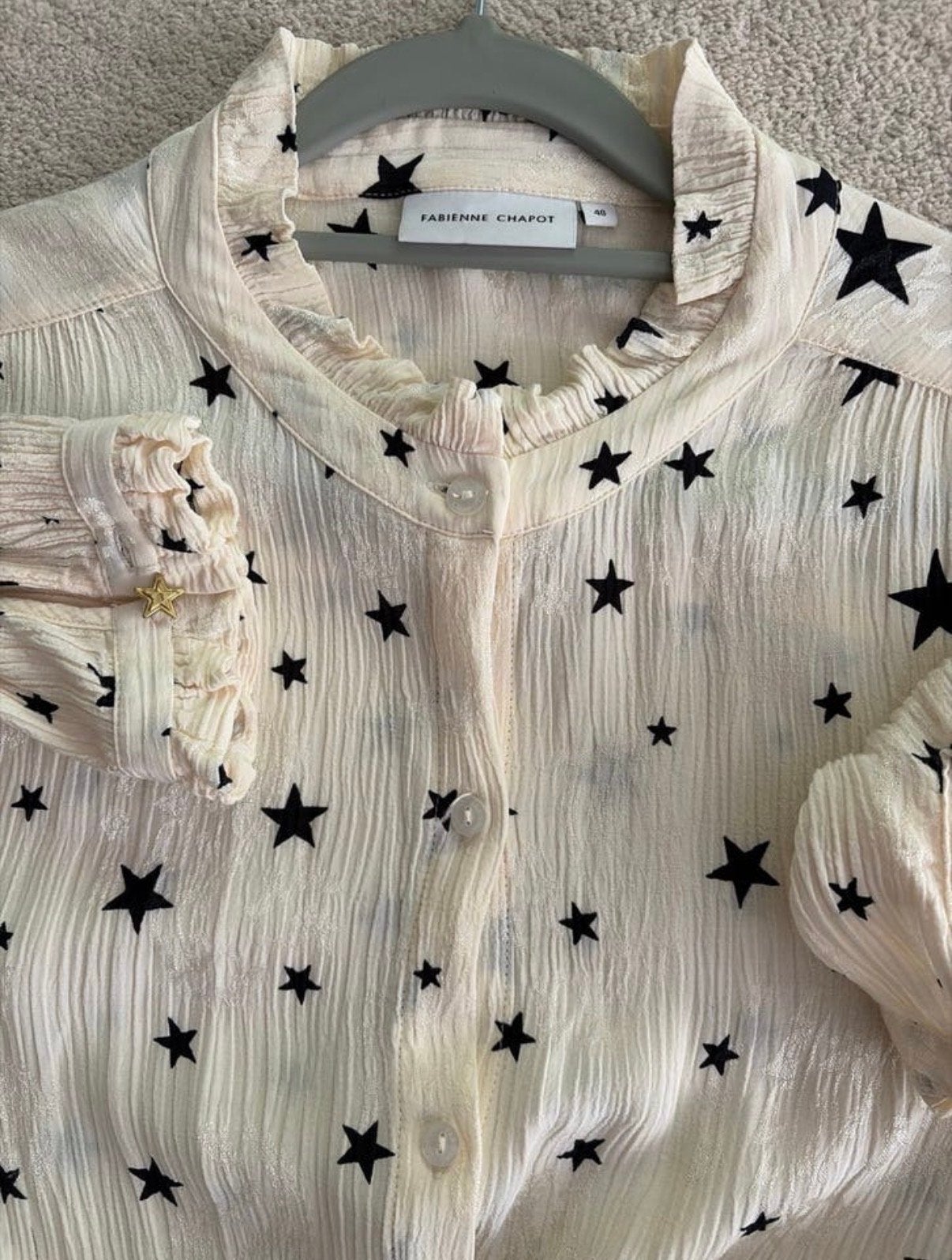 Fabienne Chapot blouse met sterrenprint, maat 40, Verzenden, Gedragen, Maat 38/40 (M), Beige
