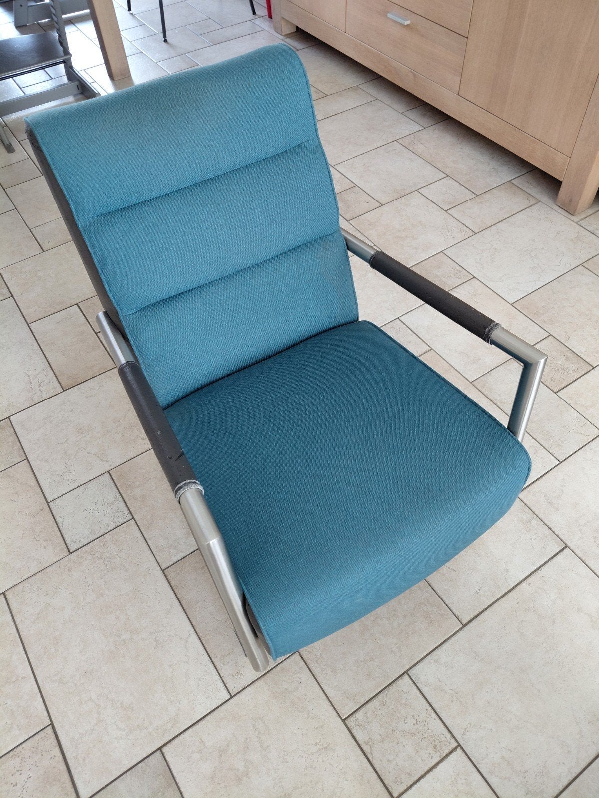 Xooon fauteuil - Blauw/Grijs met metalen frame, Ophalen, Metaal, Gebruikt, Blauw