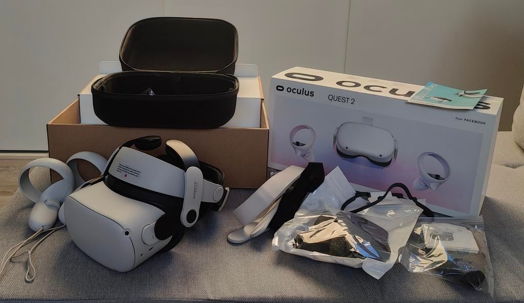 Complete Quest 2 VR-bril 256GB met accessoires, Spelcomputers en Games, Virtual Reality, Ophalen, Zo goed als nieuw, VR-bril, Overige platformen