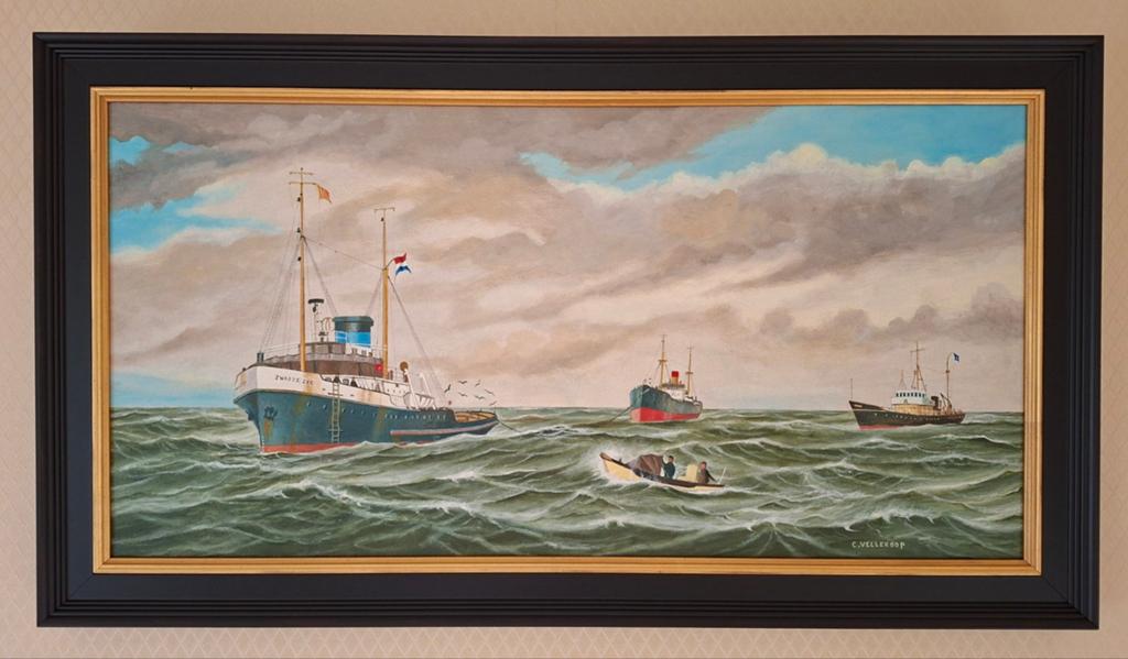 Schilderij sleper 'Zwarte Zee', Ophalen