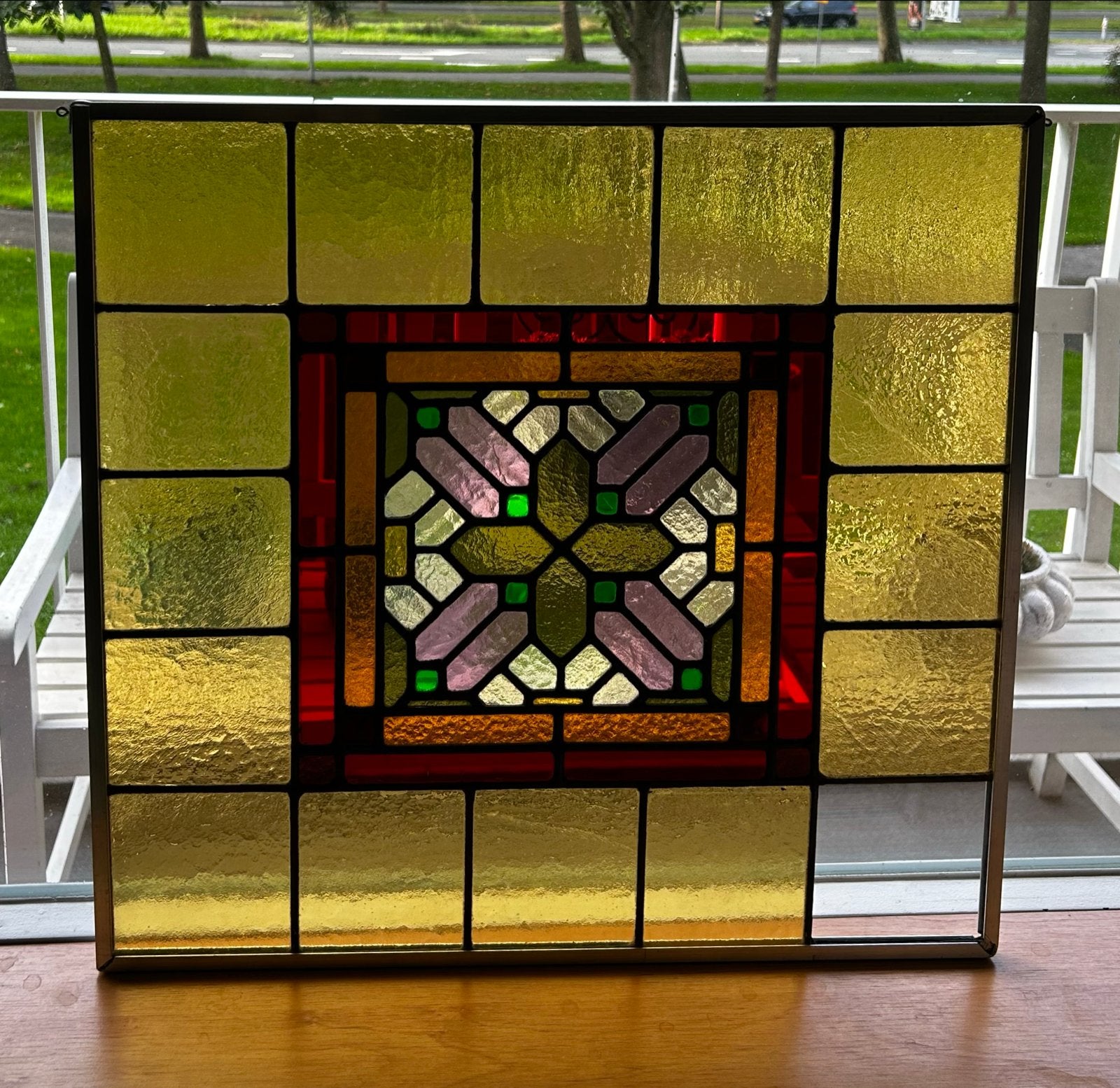 Glas-in-lood raamhanger - Geometrisch patroon, Ophalen