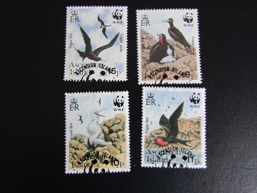 Postzegel Vogel: Serie van 4 Fregatvogels uit Ascension, Ophalen of Verzenden, Gestempeld, Dier of Natuur