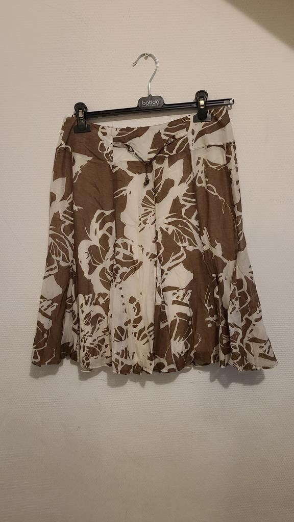 Zomer rok bruin/wit bloemenprint maat 36, Ophalen of Verzenden, Zo goed als nieuw, Maat 36 (S), Bruin