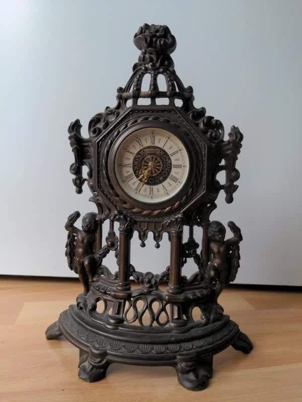 Barokke tafelklok met engeltjes - mechanisch, West-Germany, Ophalen of Verzenden