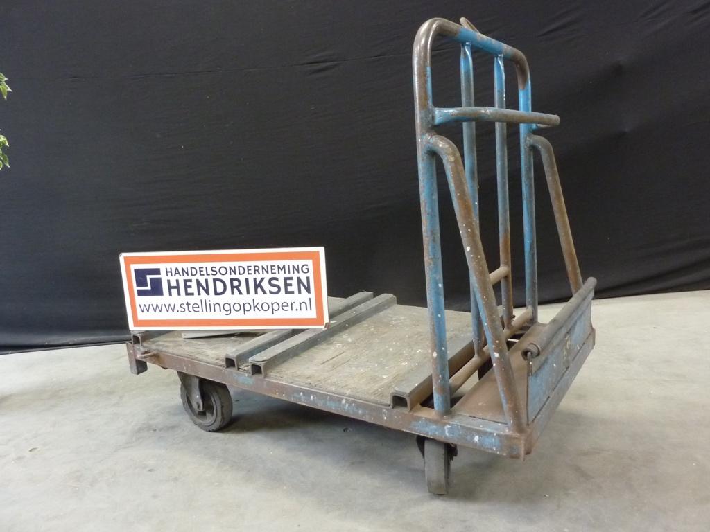 Zware transportwagen / magazijnkar / Vintage kar staal, Gebruikt, Transportkar, Handelsonderneming Hendriksen, 100 liter of meer