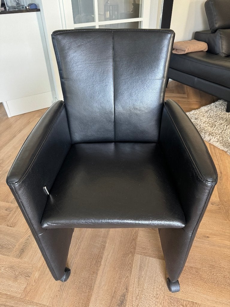 lederen eetkamerstoelen, Huis en Inrichting, Gebruikt, Zwart, Leer, Ophalen of Verzenden
