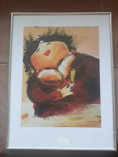 Zeefdruk op dik papier naar Theo Broeren dikke dame., Antiek en Kunst, Ophalen