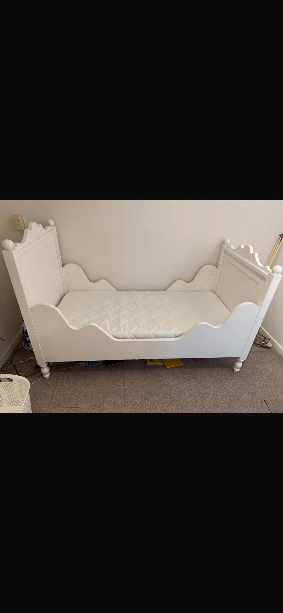 Bopita ledikant/peuterbed wit met matras, Ophalen, Gebruikt, 70 tot 85 cm, Matras