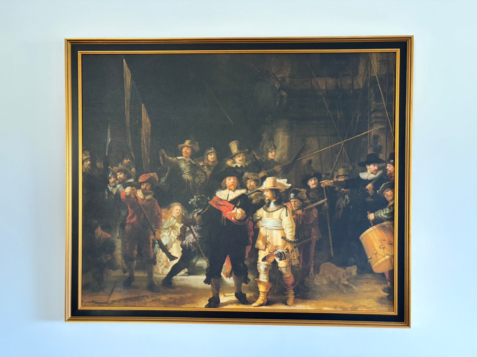 Schilderij De Nachtwacht incl lijst, Antiek en Kunst, Ophalen