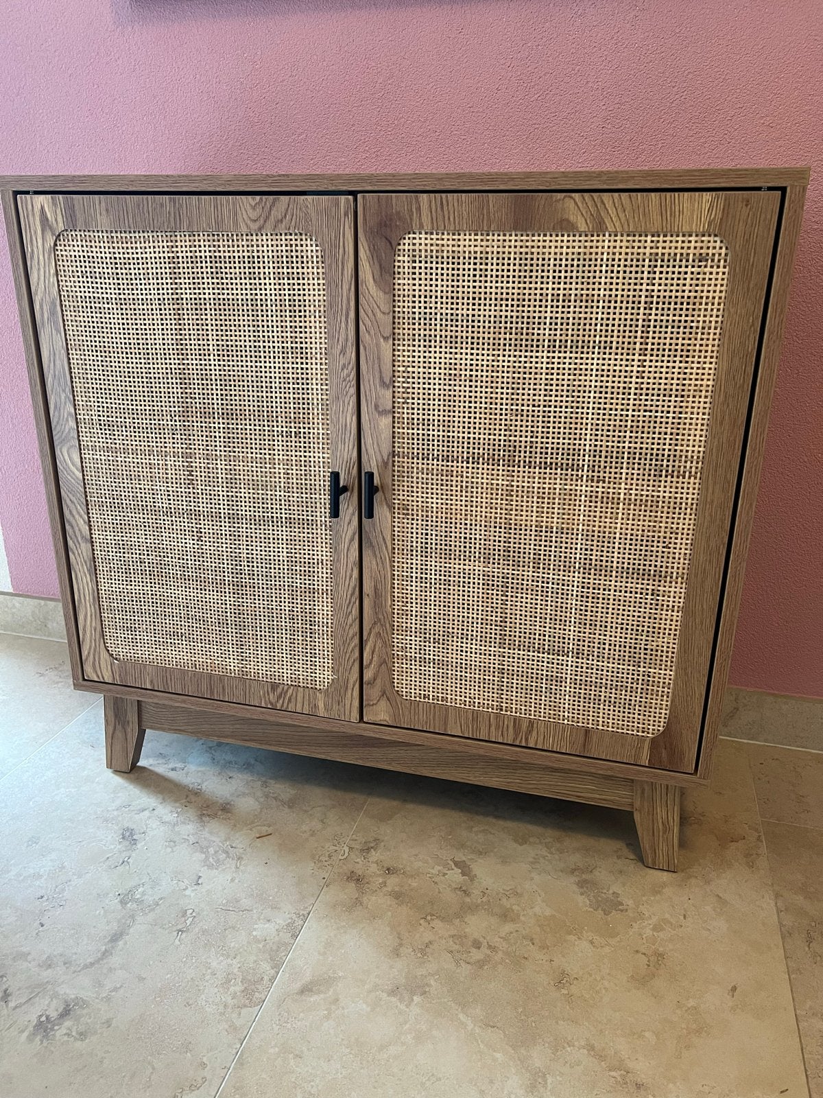 Dressoir met rotan deuren - Leen Bakker, Ophalen, 50 tot 100 cm, Zo goed als nieuw, 25 tot 50 cm
