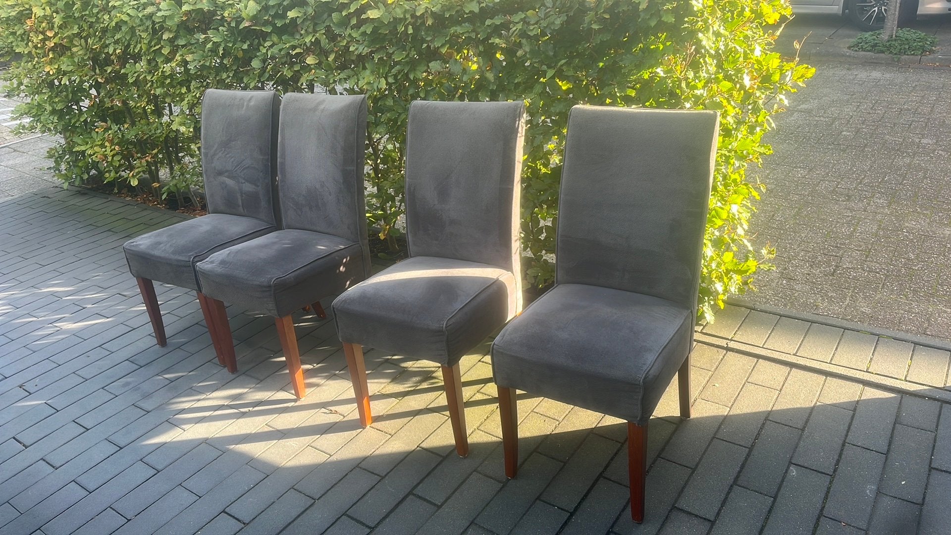 6 eetkamer stoelen, Huis en Inrichting, Ophalen, Hout, Gebruikt, Grijs
