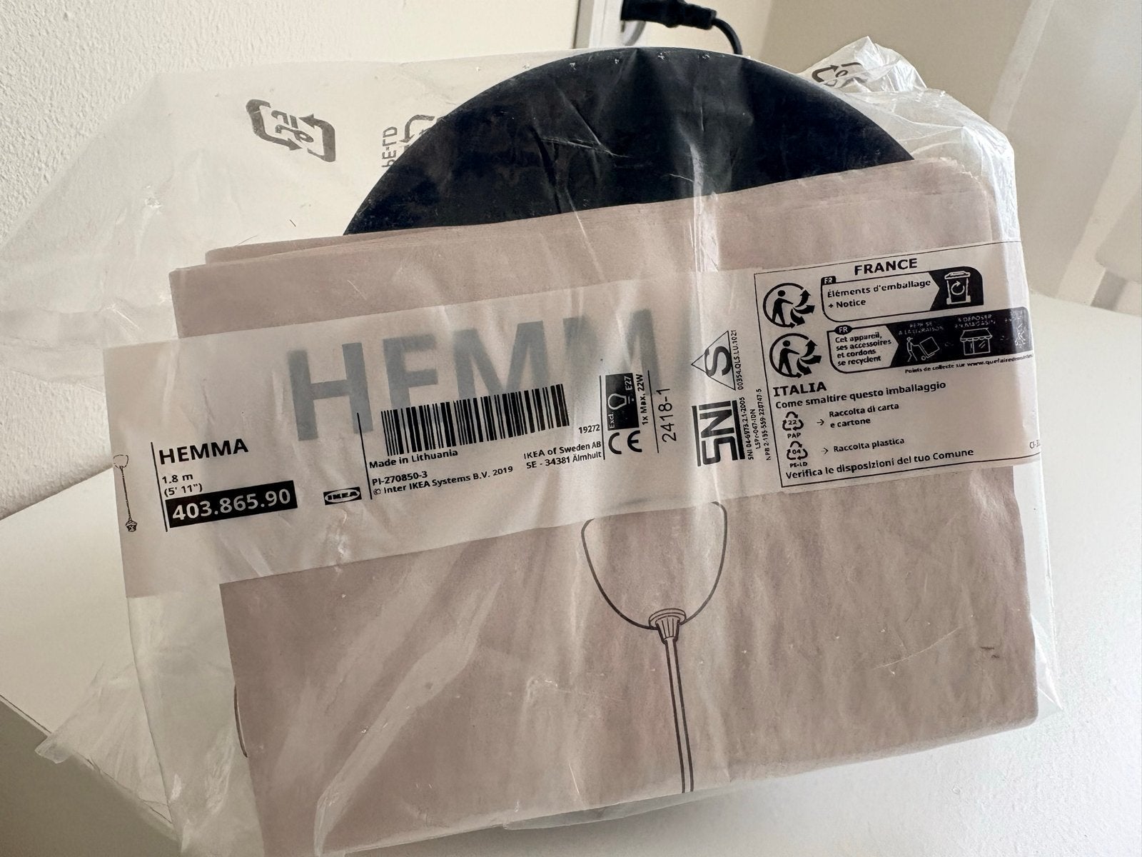 IKEA HEMMA snoerpendel, zwart, 1.8 m, Huis en Inrichting, Ophalen of Verzenden, Nieuw
