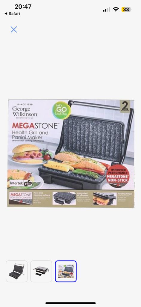George Wilkinson Megastone Panini Grill, Witgoed en Apparatuur, Contactgrills, Ophalen of Verzenden, Zo goed als nieuw