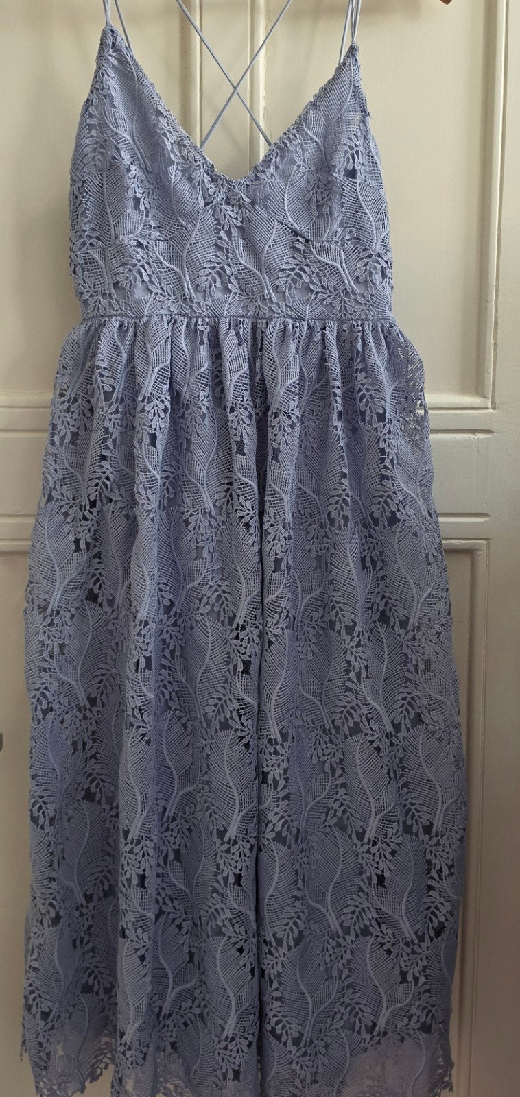 H&M Elegante Kanten Jurk Maat 38 - Gedragen op Bruiloft, Kleding | Dames, Jurken, Maat 38/40 (M), H&M, Blauw, Ophalen of Verzenden