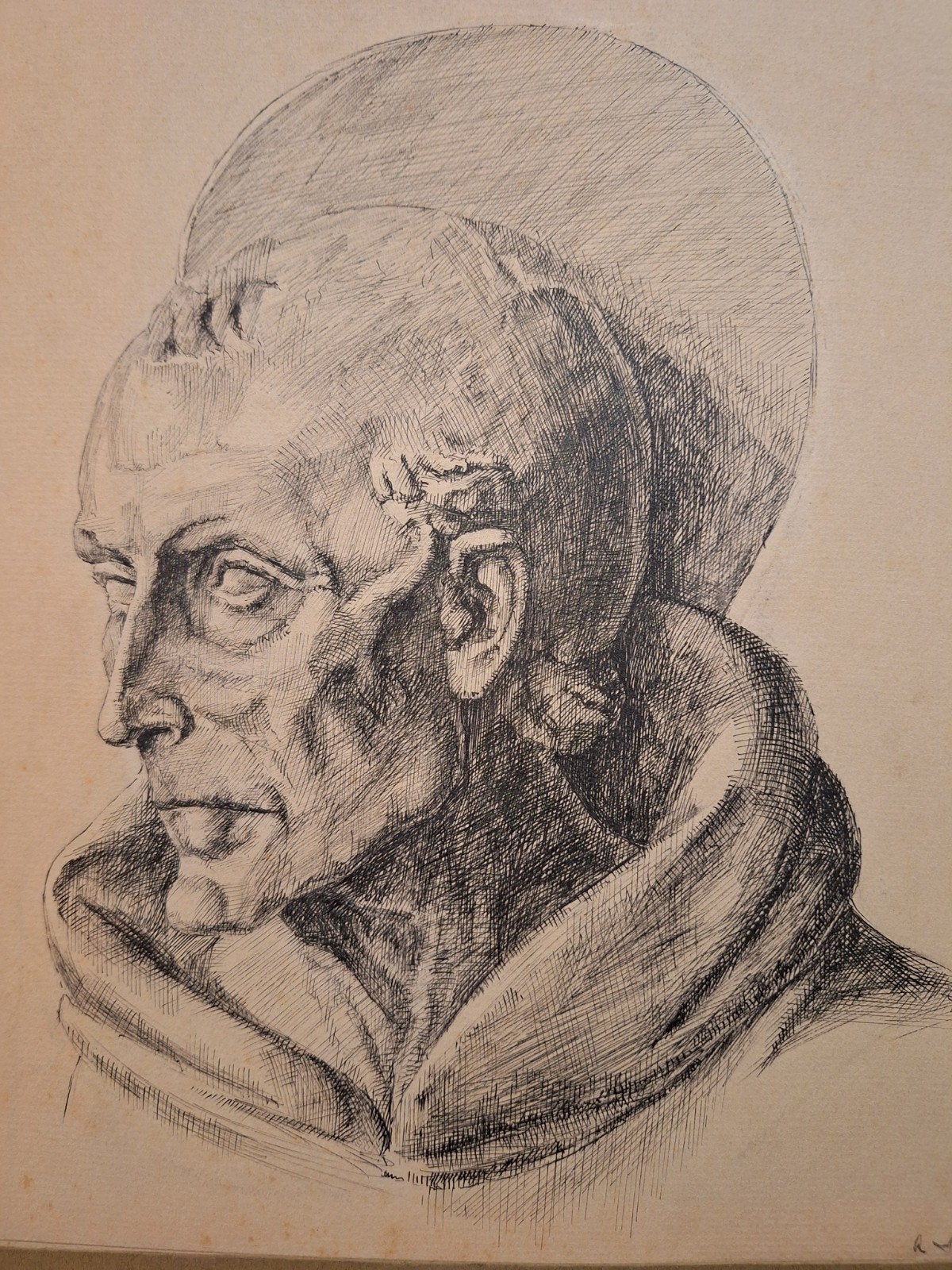 Tekening van een heilige, gesigneerd A. Schermer 1931, Antiek en Kunst, Ophalen of Verzenden, Tekening, Pentekening, Origineel