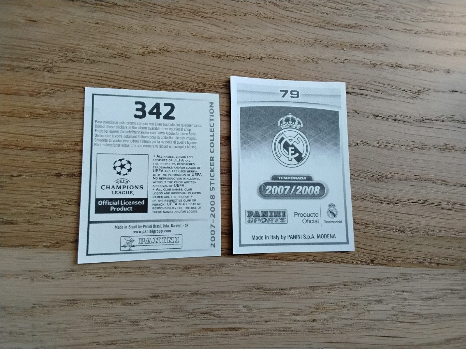 2 Panini Champions League 2007-08 Stickers Wesley Sneijder, Ophalen of Verzenden, Zo goed als nieuw, Buitenlandse clubs, Poster, Plaatje of Sticker