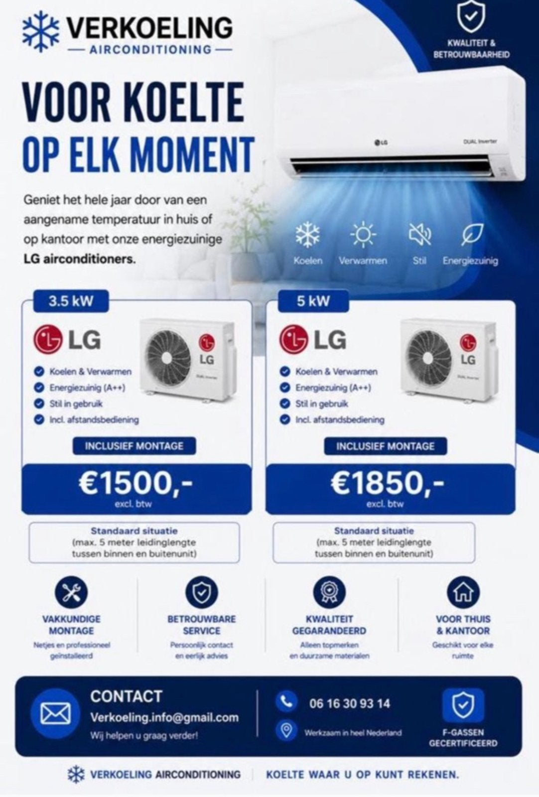 LG AIRCO DEALS    3,5 & 5,0 kW En meer!!!, Witgoed en Apparatuur, Airco's, Nieuw, Ophalen of Verzenden, Koelen en Ontvochtigen