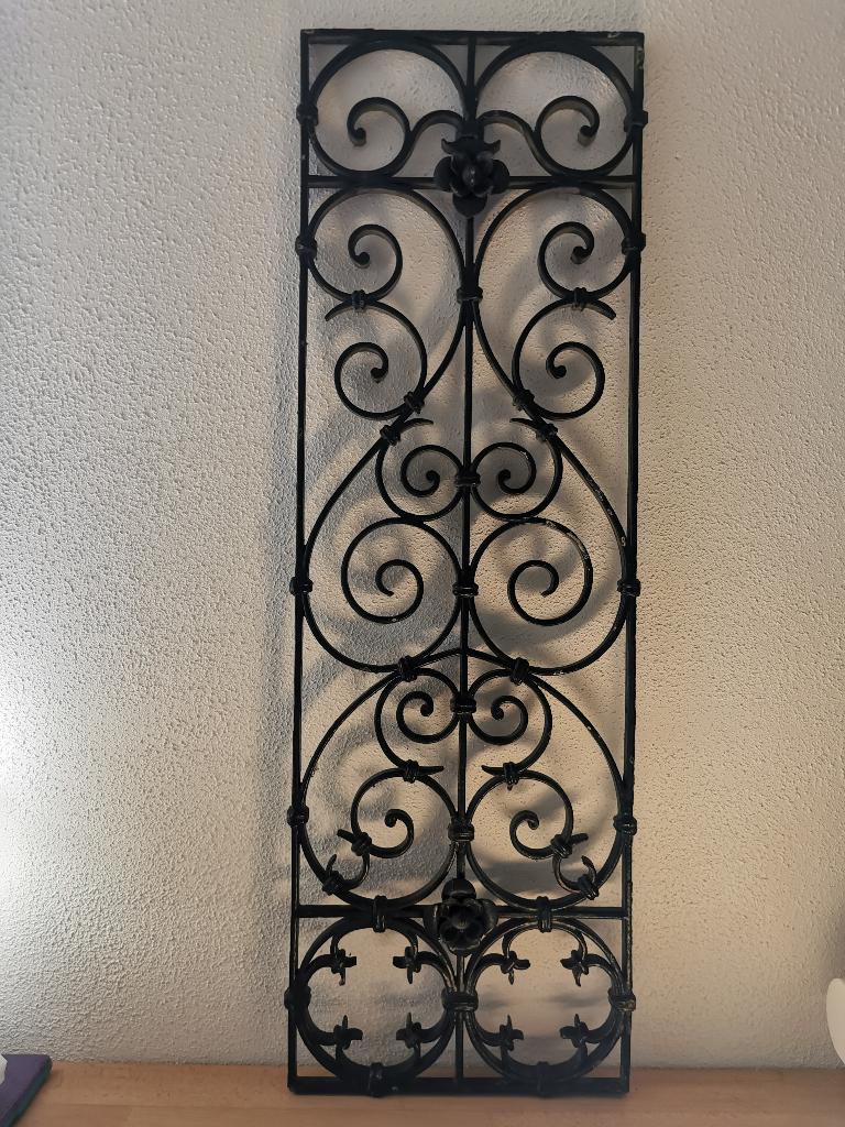set zware vintage smeedijzeren wandpanelen / wrought iron, Ophalen, Groen, Gebruikt, 28 cm