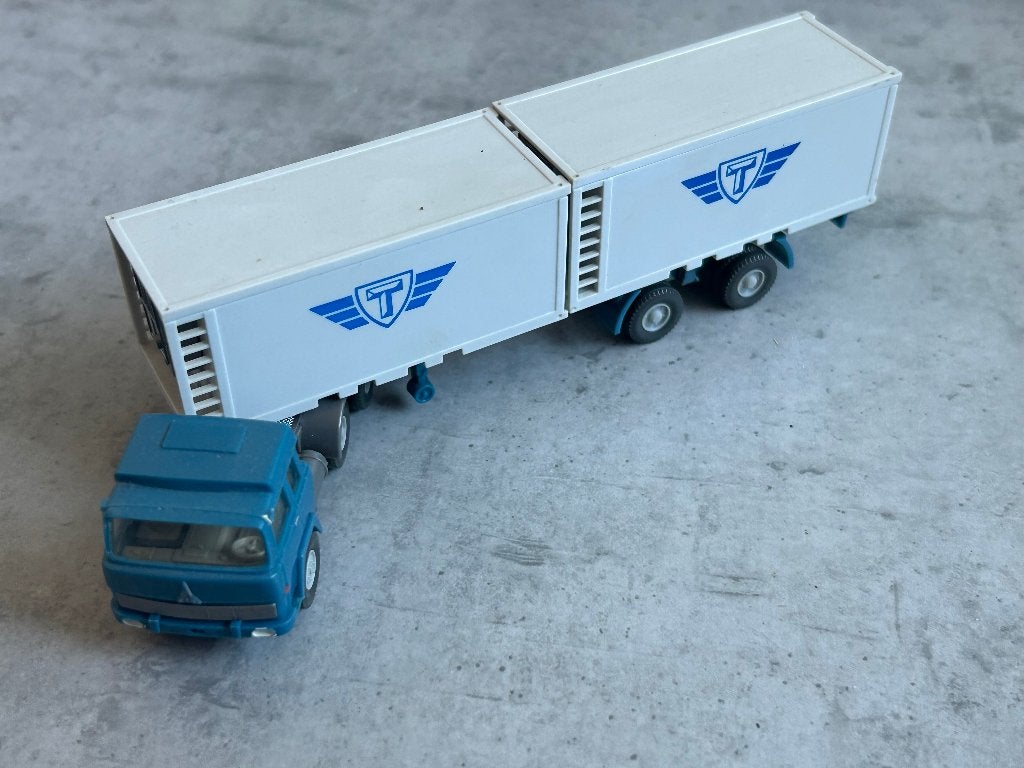 Wiking Magirus met 2x 20ft T containers, Ophalen of Verzenden, Zo goed als nieuw, Bus of Vrachtwagen, Wiking