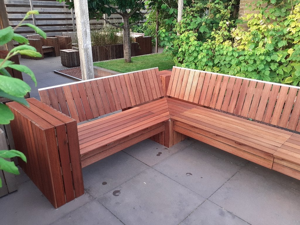 Hardhouten loungeset hoekbank doorlopend model op maatwerk, Ophalen, Nieuw, Teakhout