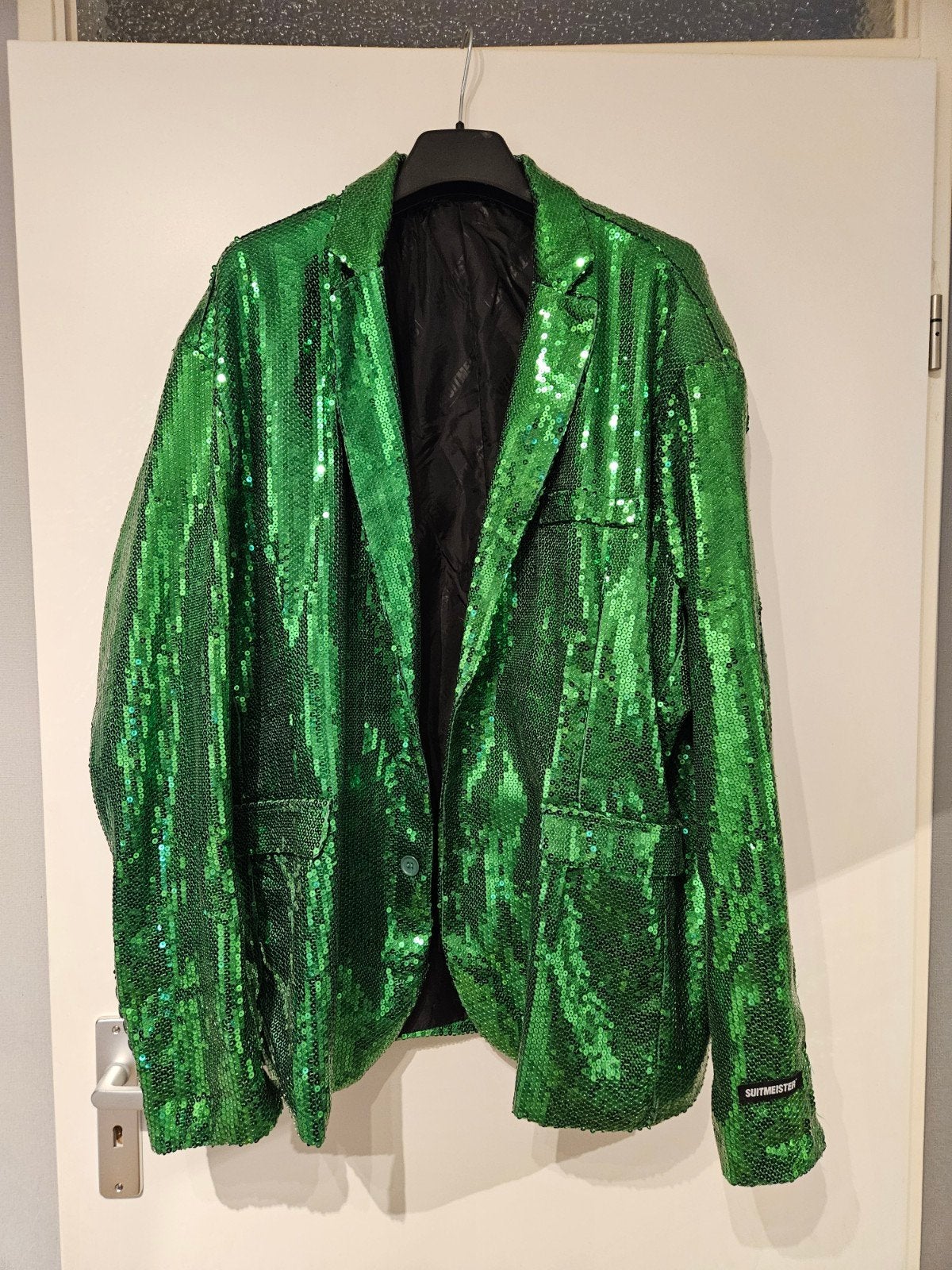 Suitmeister Groene Pailletten Jas Heren XXL, Kleding | Heren, Overige maten, Ophalen of Verzenden, Zo goed als nieuw, Groen