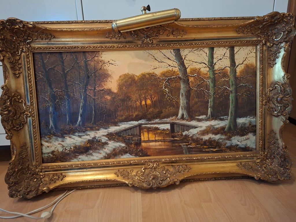 Antieke Schilderij incl goude baroklijst, Antiek en Kunst, Antiek | Koper en Brons, Ophalen of Verzenden