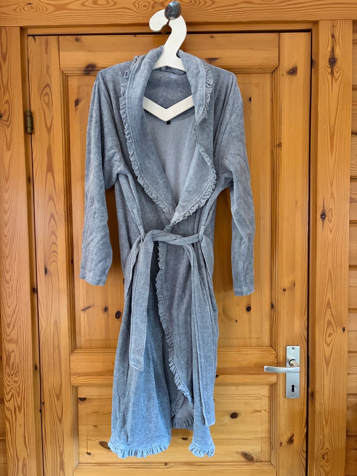 Peignoir ochtendjas grijs vossen L overslag, Kleding | Dames, Ophalen of Verzenden, Zo goed als nieuw, Maat 42/44 (L)