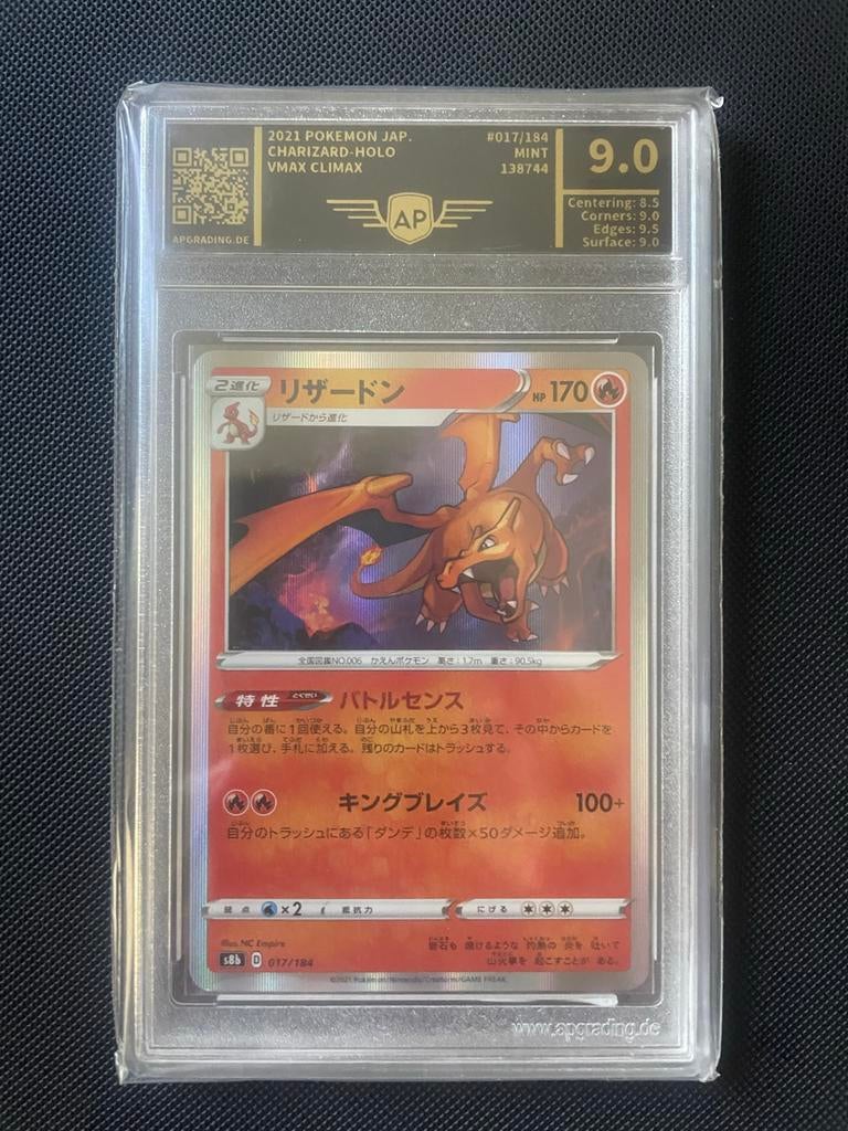 Charizard VMAX Climax Holo PSA 9.0 - Japanse Pokémon Kaart, Ophalen of Verzenden, Zo goed als nieuw, Losse kaart, Foil