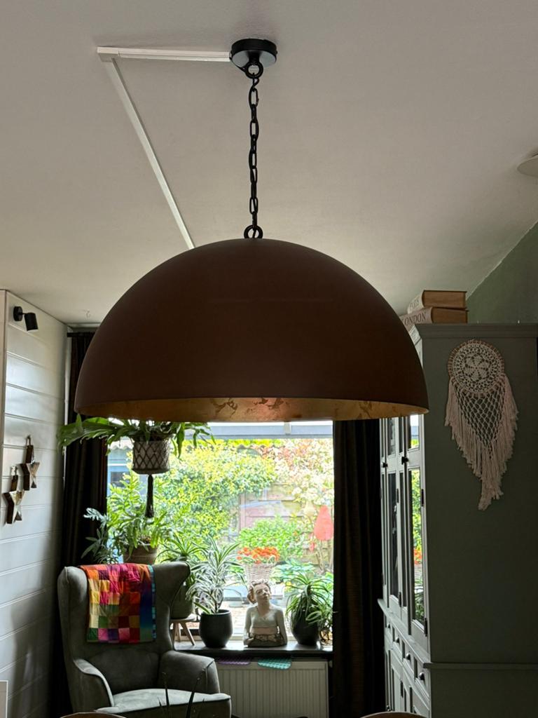 Stoere hanglamp roest industria Gold 80, Ophalen, Zo goed als nieuw, Metaal, 75 cm of meer