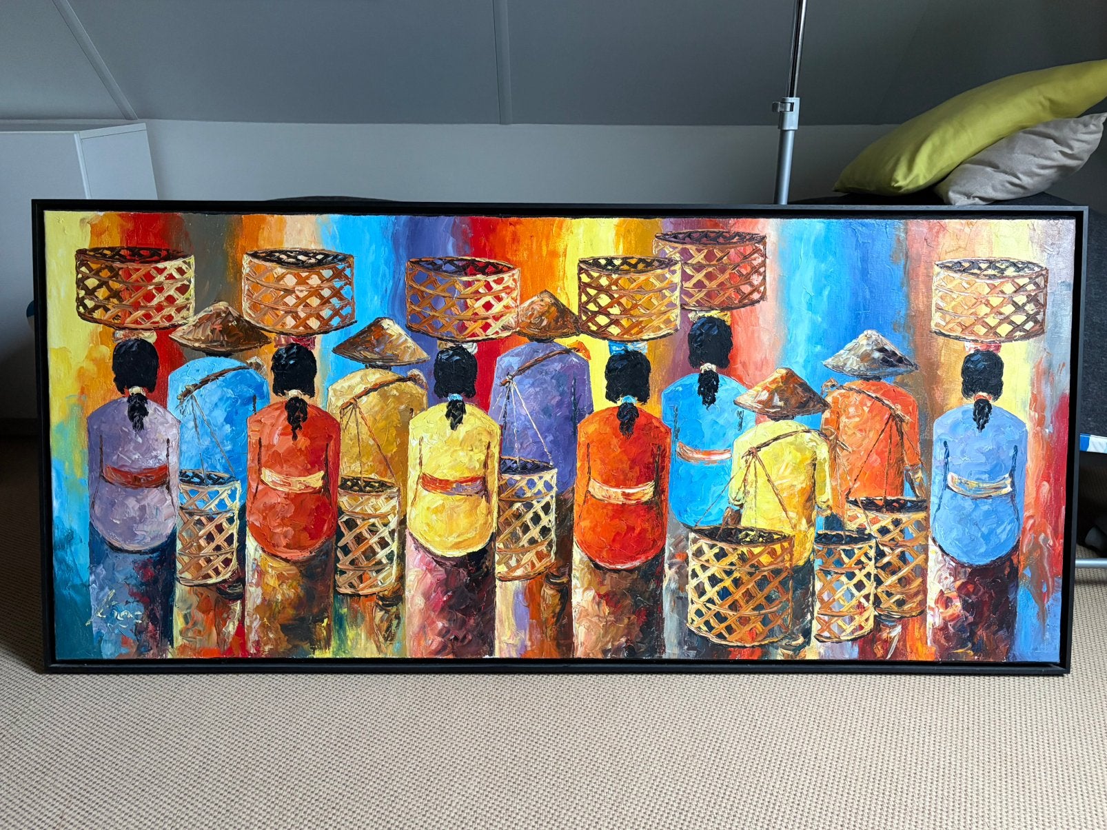 Olieverf schilderij Indonesisch tafreel, Ophalen