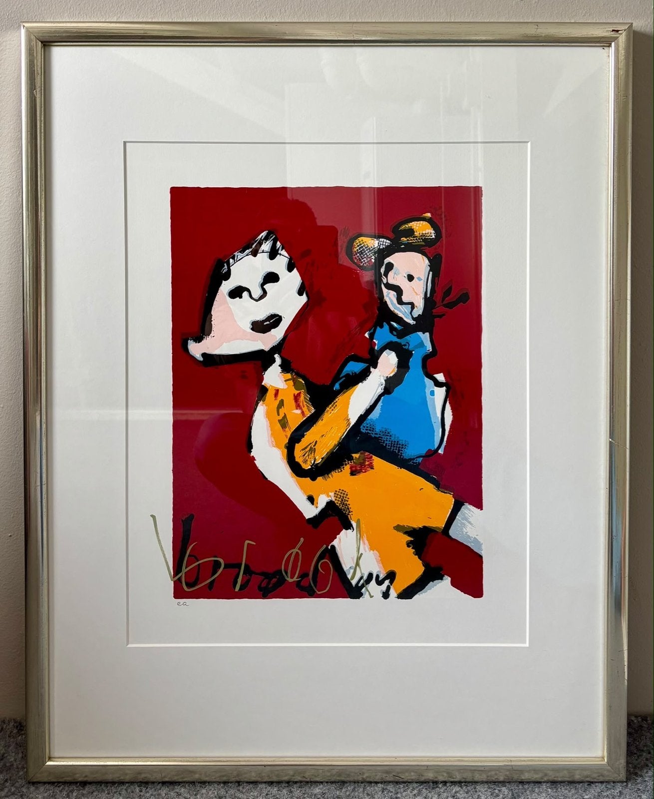 Org. Herman Brood zeefdruk “Moeder en kind” EA exemplaar, Ophalen, Abstract, Portret of Personen, Gesigneerd