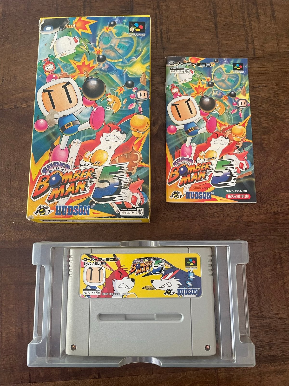 Super Bomberman 5 SNES Super Nintendo SFC Famicom CIB NTSC, 1 speler, Ophalen of Verzenden, Zo goed als nieuw, Vanaf 3 jaar
