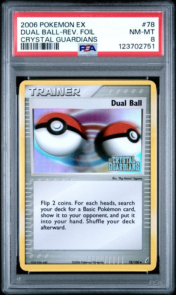 Pokemon Poke Ball EX Crystal Guardians Reverse Foil PSA 8, Ophalen of Verzenden, Zo goed als nieuw, Losse kaart, Foil