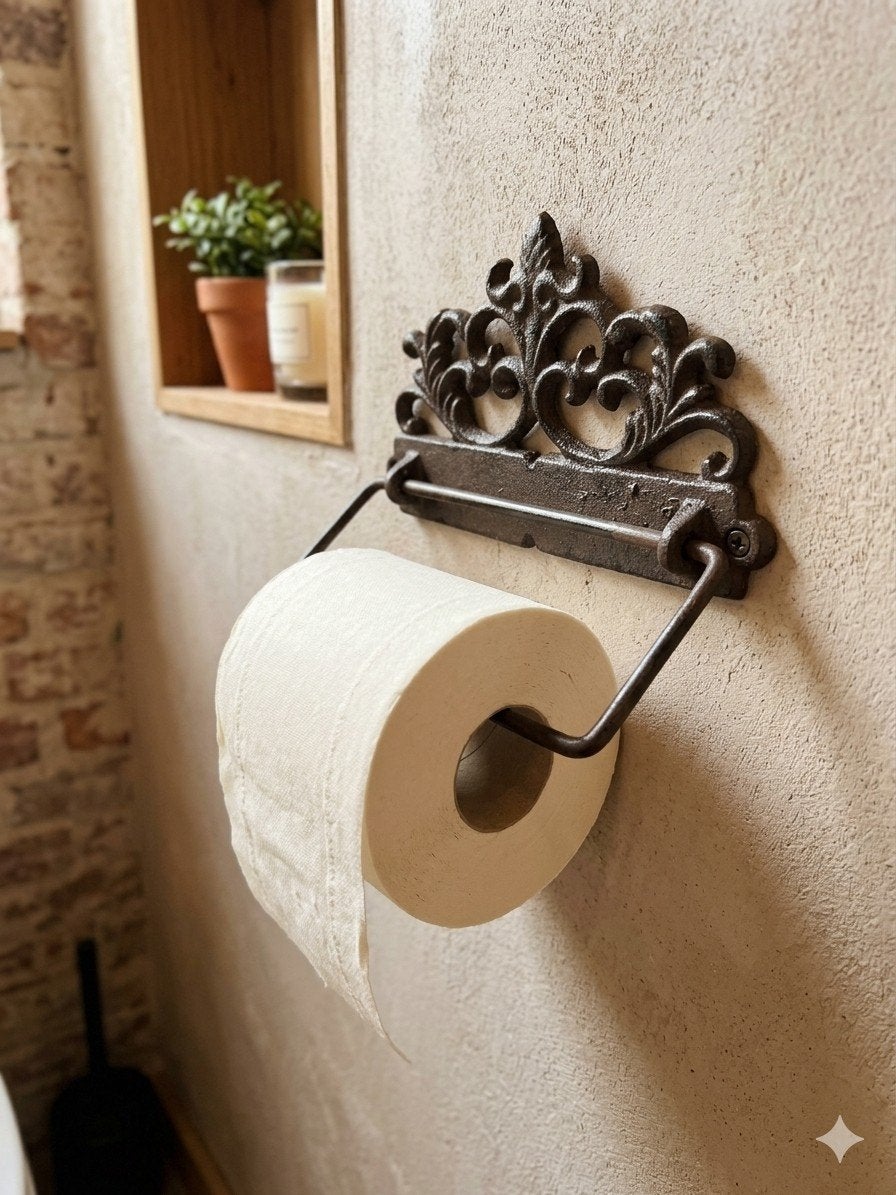 Landelijke Gietijzeren Toiletrolhouder Bruin, Bruin, 7531TJ, Nieuw, Ophalen of Verzenden
