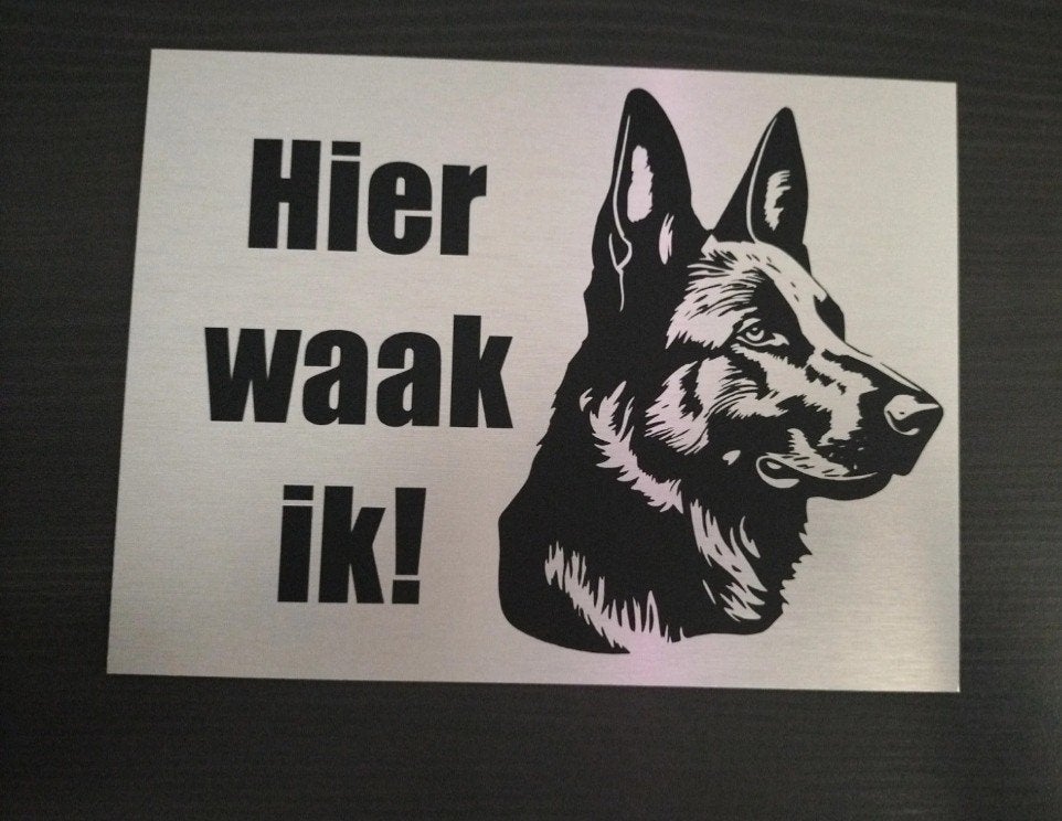 Hier waak ik bord met Duiste Herder, Ophalen of Verzenden, Nieuw, Overige typen
