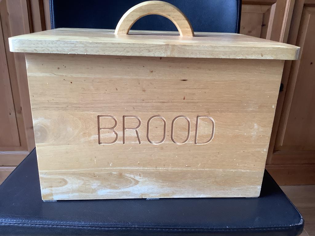 Houten broodtrommel met deksel, Ophalen of Verzenden, Gebruikt