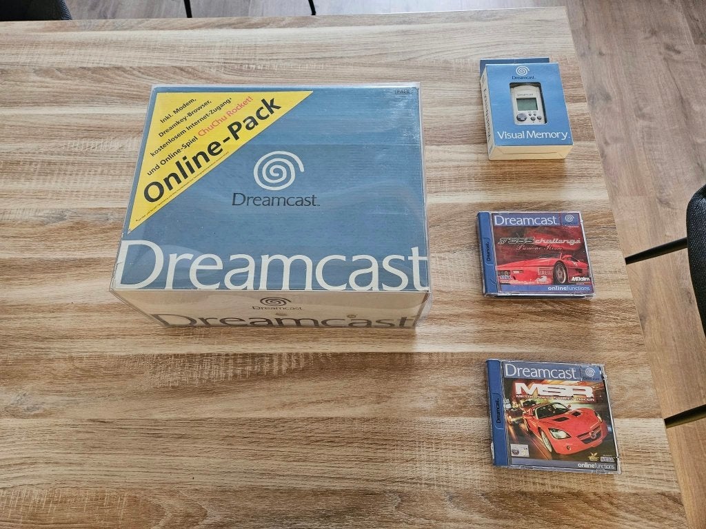 Sega Dreamcast Online-Pack compleet + VMU + 2 games, Gebruikt, Met games, Ophalen of Verzenden, Saturn of Dreamcast