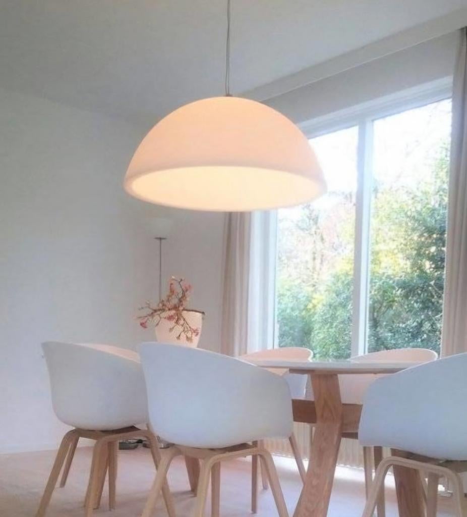 Hanglamp Basic Dome 90 Wit - Moderne Design Lamp, Ophalen of Verzenden, Gebruikt, Overige materialen, Modern