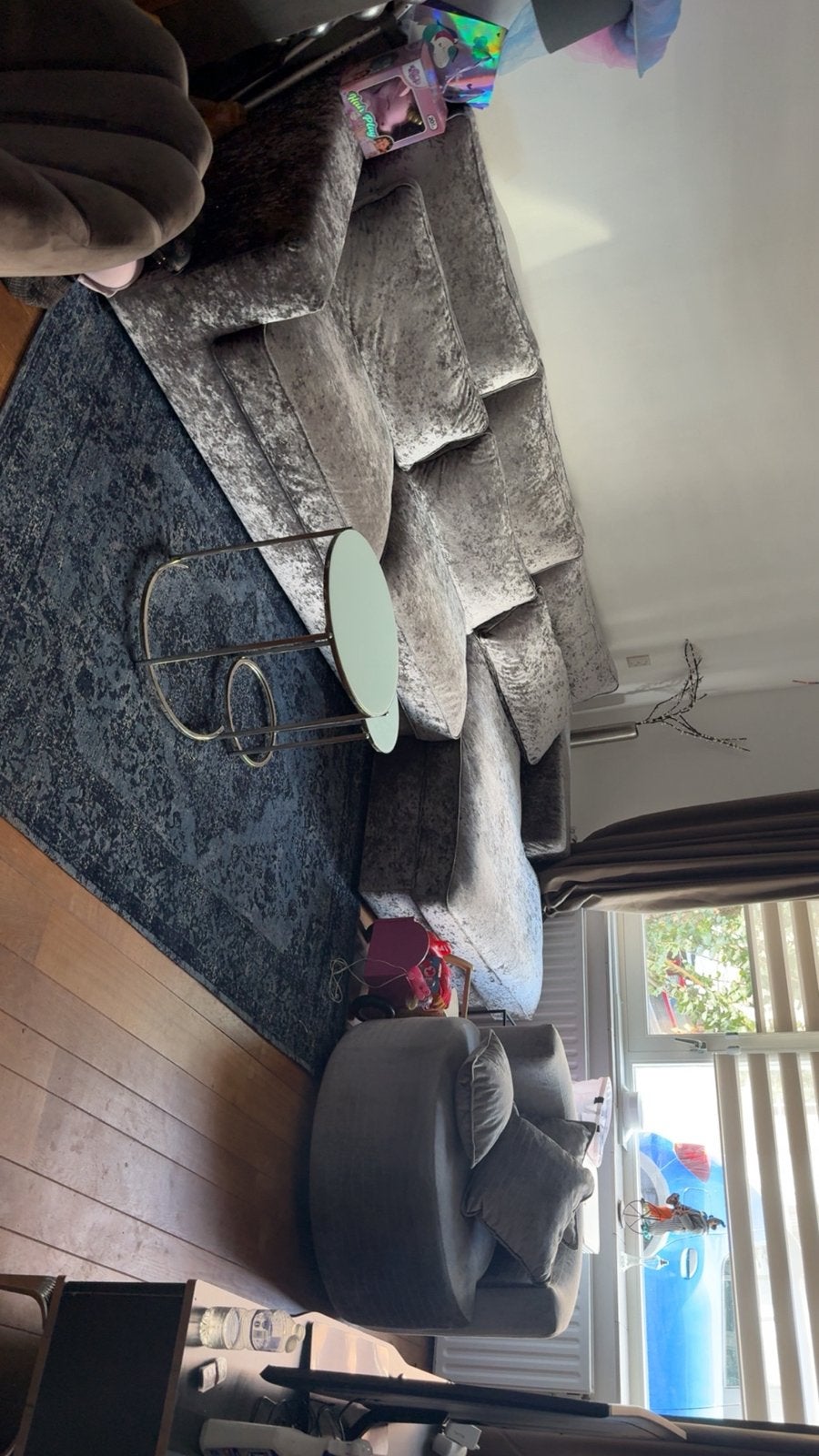 Zithoek lounge bank, love seat, velours zilver croco print, Ophalen, Zo goed als nieuw, Stof