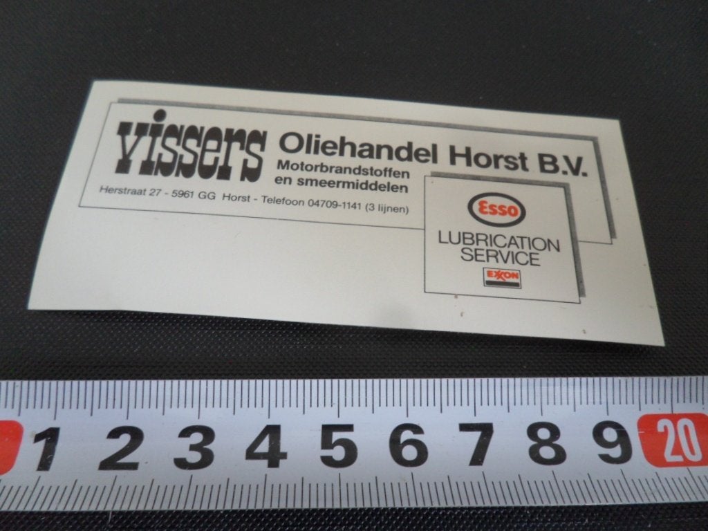sticker vissers oliehandel horst bv esso lubrication service, Verzamelen, Ophalen of Verzenden, Zo goed als nieuw