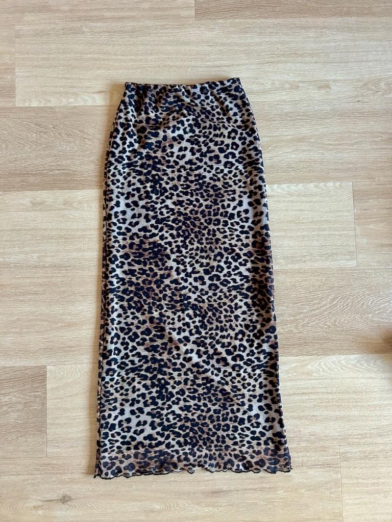 *NIEUW!* Leopard midi rok van mesh, Guts & Gusto, S, Kleding | Dames, Rokken, Nieuw, Maat 36 (S), Zwart, Onder de knie, Ophalen of Verzenden