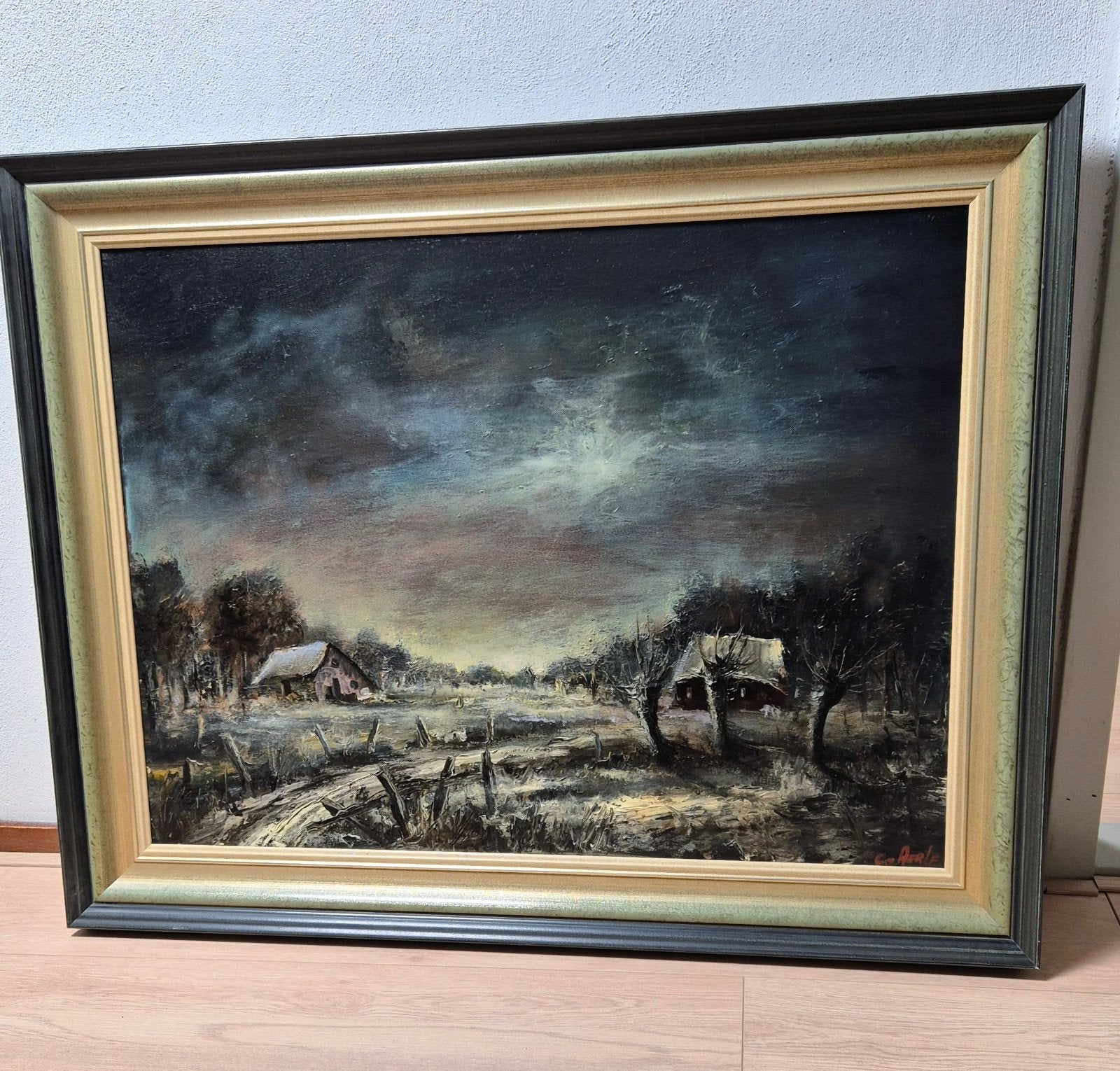 te koop winterlandschap van Cor van Aarle, Antiek en Kunst, Ophalen of Verzenden, Handgeschilderd, Landschap