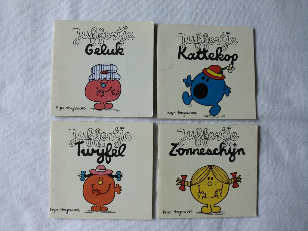 Roger Hargreaves - 4 oorspronkelijke Juffertje boekjes, Ophalen of Verzenden, Gelezen, Roger Hargreaves, Fictie algemeen
