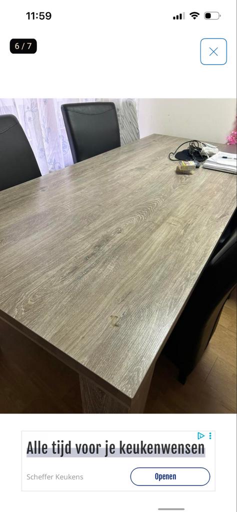 Gratis eettafel - Zwaar, ophalen met 3 personen, Huis en Inrichting, Tafels | Eettafels, Gebruikt, 150 tot 200 cm, Vier personen