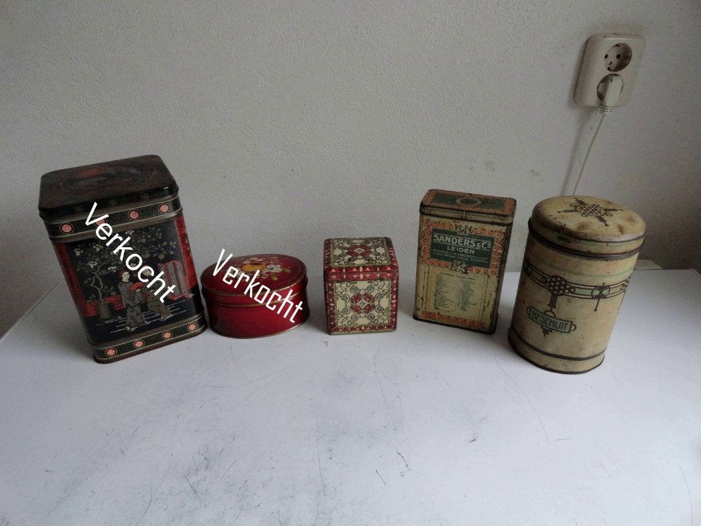 Trommels, blikken bussen, antiek Sanders & Co, Beschuit etc, Verzamelen, Blikken, Ophalen of Verzenden, Gebruikt, Beschuit