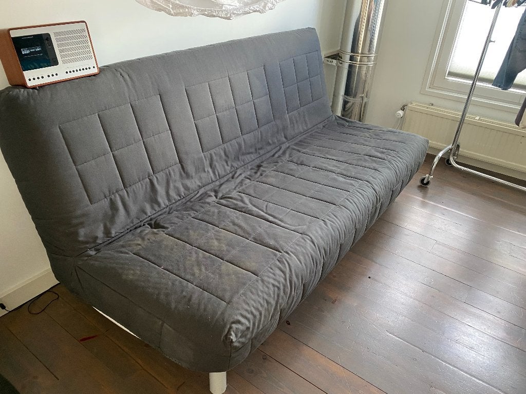 bedbank, moet dit weekend weg!, Huis en Inrichting, Ophalen, Gebruikt, Zwart, Tweepersoons