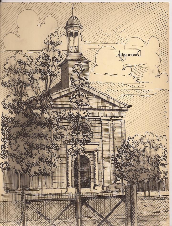 Sievers. Doornspijk Kerk. 50/60er jaren Tekening, Ophalen of Verzenden