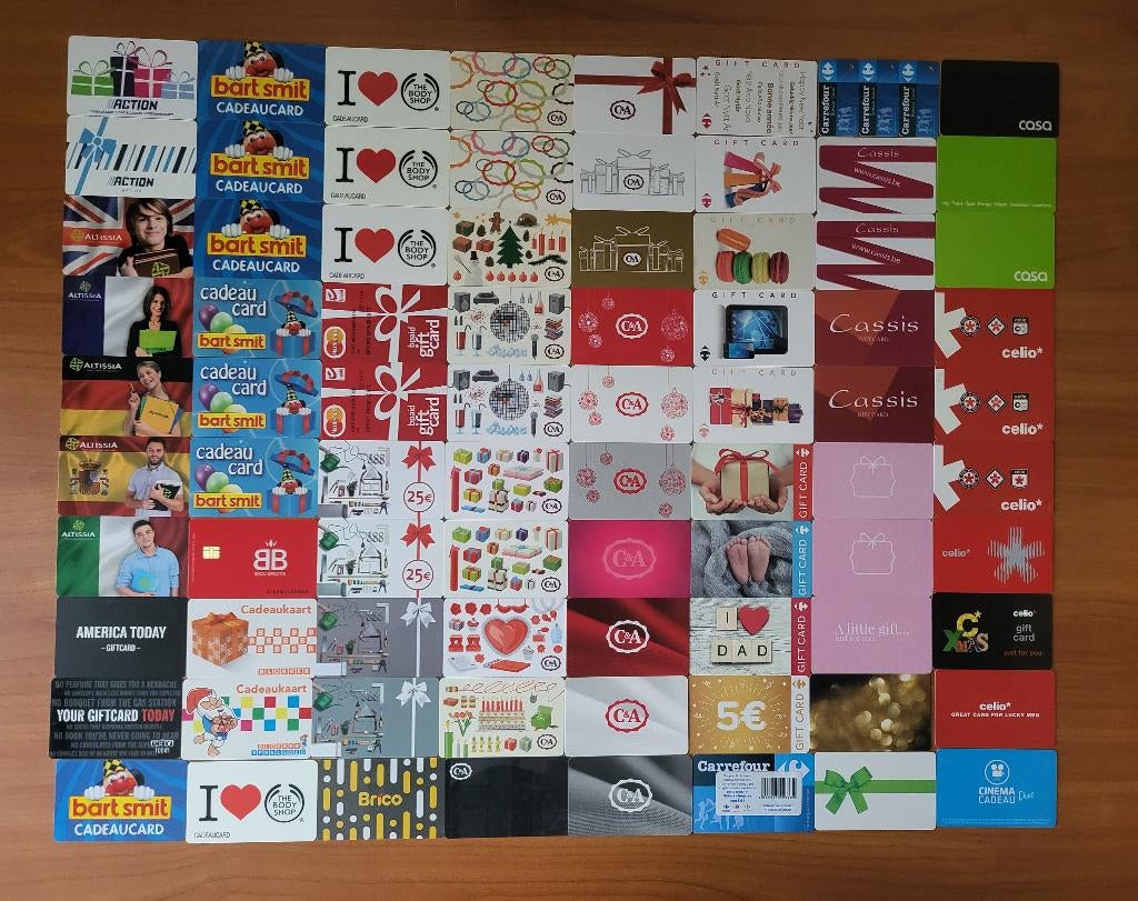 01 Verzameling cadeaukaarten België, Ophalen of Verzenden