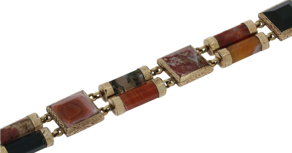 Agaat edelsteen fraai gouden dames armband vintage Schotland, Sieraden, Tassen en Uiterlijk, Antieke sieraden, Verzenden, Goud